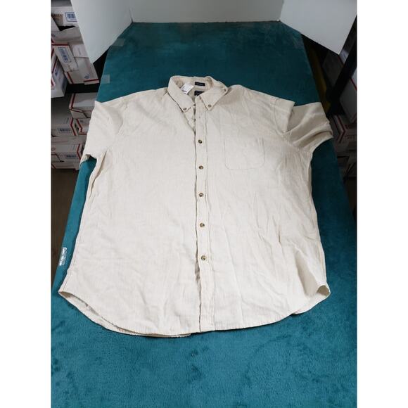 J. Crew Shirt Size 2XL XXL Mens Beige Button Up Long Sleeve Brushed Twill NWT - Picture 1 of 9